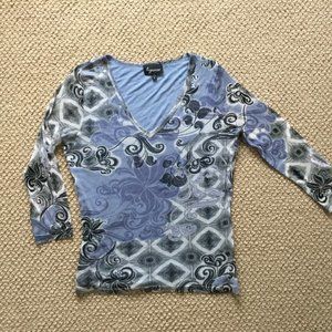 Lynn Ritchie lined print sheer knit top